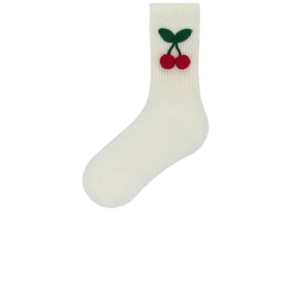 Casa Clara Paulina Socks Cherry Crochet White
